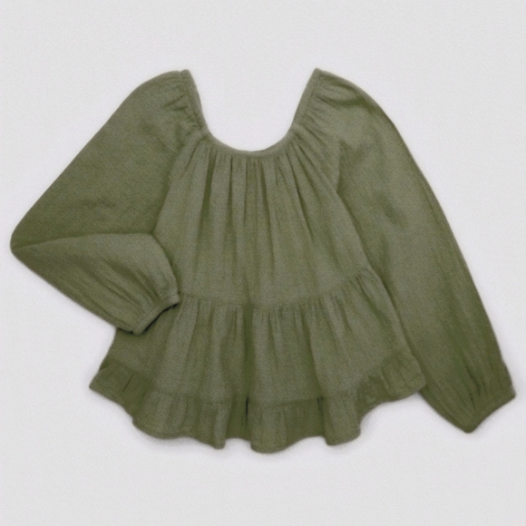 NWT in Pkg Wonder Nation Tiered Top  LITTLE GIRLS: Small 6-6X Sage Green - Picture 1 of 1